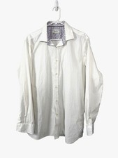 Ted Baker Endurance White Button-Down Shirt 17 34/35 Contrast Cuff Classic Prep