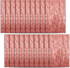 20 Pack Foil Curtain Backdrop Rose Gold Metallic Tinsel Foil Fringe Curtains Pho