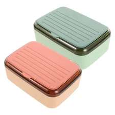  2pcs Dishwashing Soap Holder: Draining Soap Tray with Lid - Plastic Sponge