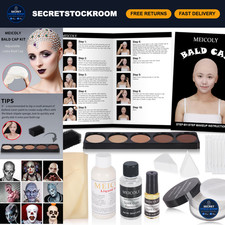All-in-One Bald Cap Kit for Halloween, Cosplay, SFX Makeup, 10PCS Set