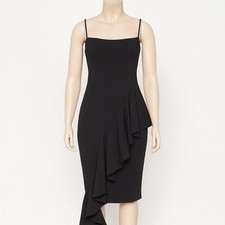 DH Los Angeles Dress Black Ruffle Detail Bodycon Cocktail Party Size Medium