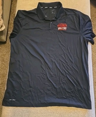 Nike Polo Golf Mens Large Black DCL Star Wars Day At Sea Dri-Fit Short Sleeve