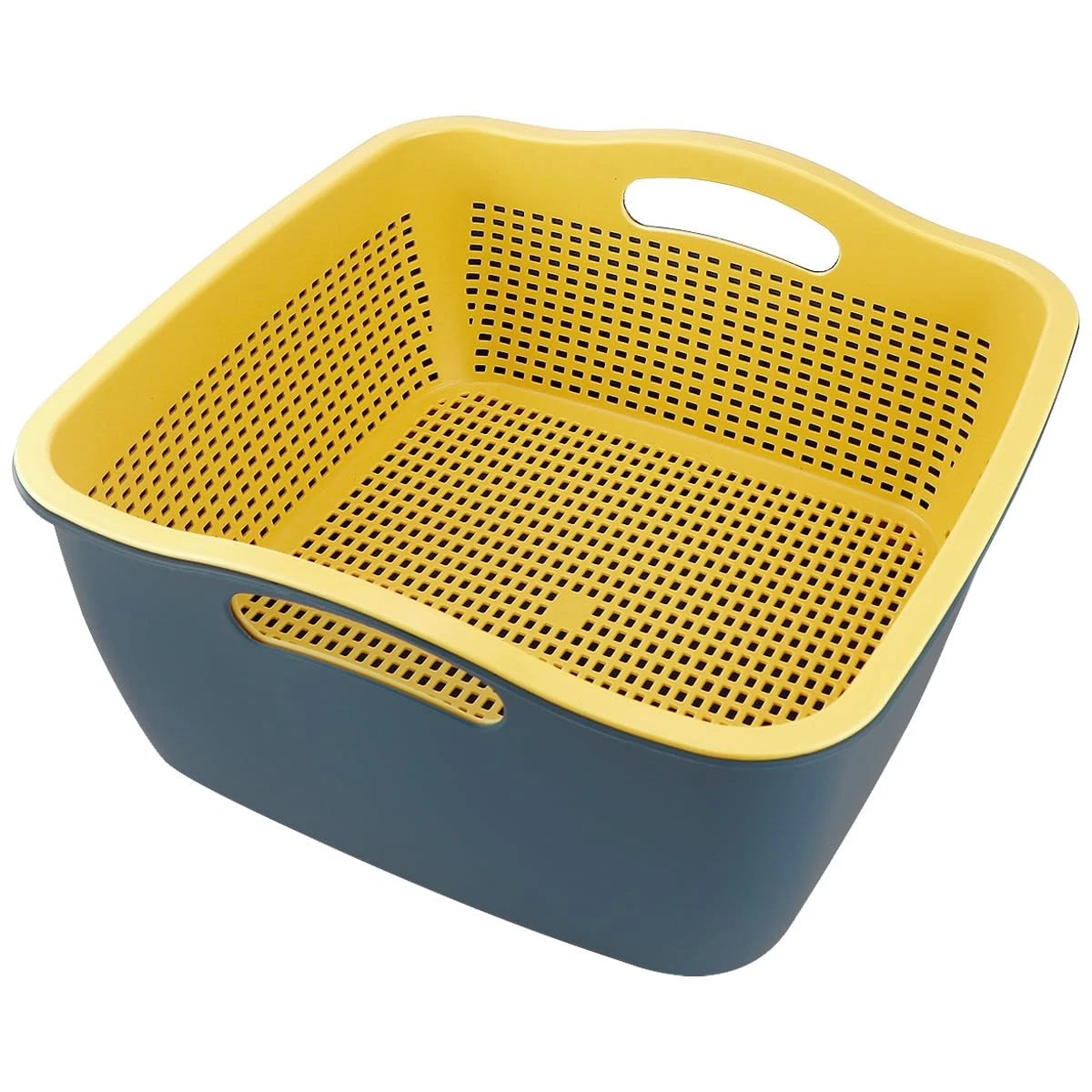 Double-layer Draining Basket Plastic Fruits & Vegetable Washing Basket for Ki...
