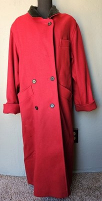 INTERNATIONAL SCENE Women Red Pure Wool Coat Jacket 13 14 L XL VTG
