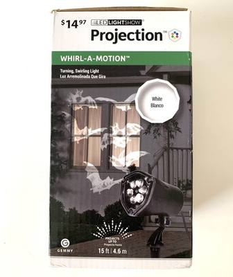 #ad LED Lightshow Projection Plus Whirl A Motion White Swirling Bats Halloween *NEW $14.95