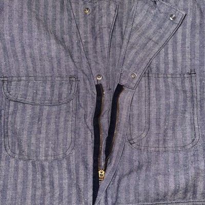 VTG 60s 70s Wrangler Denim Coveralls Men's Sz 44 Short Blue White