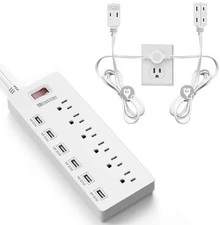 Power Strip Surge Protector with 6 AC Outlets & 6 USB Charging Ports & Twin E...