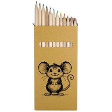 12 x 'Happy Baby Mouse' Long 178mm Coloured Pencils / Pencil Set PE00072927 