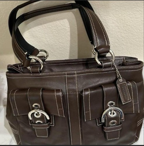 Extremely Rare Coach SOHO Y2K Brown Leather Big Buckle Satchel Mint Condition