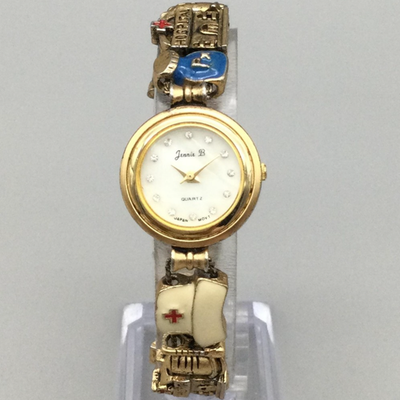 #ad #ad Jennie B Nurse Theme Women Watch 24mm Gold Tone Charm Bracelet New Battery 7.25quot; $29.99