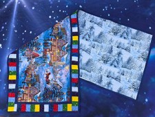Handmade Quilted Table Runner Christmas snowy town horses country scenic