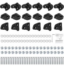 18 Pc Rock Climbing Holds, Indoor Outdoor Rocks Wall Climbing Kit, Black