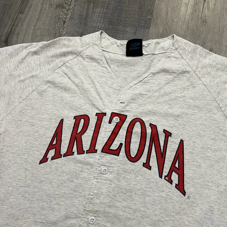 VTG Arizona Wildcats Cotton Button College Baseball Jersey 90s Soffe Warm Up  - Image 2 of 4