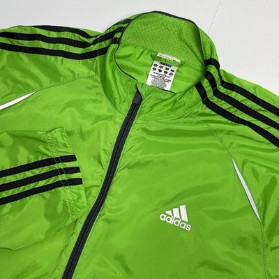 Adidas Men's Large Response 3 Stripe Green Wind Jacket Windbreaker Formotion
