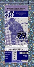 Ray Ferraro 2G#345 OT Win Ticket Stub 4-15-1999 Kings Ducks Teemu Selänne G#313