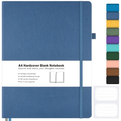 Blank Notebook, Hardcover Sketch Book, 8.5'' x 11'' Large Blank Journal, No Ble...
