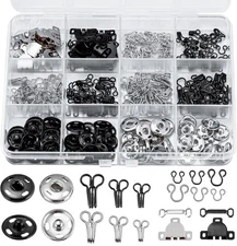 KOPOX 180PCS Hook & Eye Kit – Buttons & Snaps for Clothing & Crafts