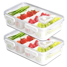 2Pack Poratble Bacon Storage Container for Fridge Divided Snackle Box Charcut...