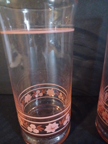 Vintage Libbey 6" Capri Misty Rose Blossom Pink Glasses Set of 2 - Picture 2 of 7