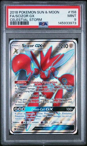 2018 POKEMON SUN & MOON CELESTIAL STORM #158 FULL ART/SCIZOR GX PSA 9