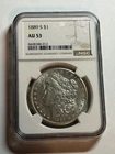 1889 S Morgan Silver Dollar NGC AU53 Better Date Nice Luster