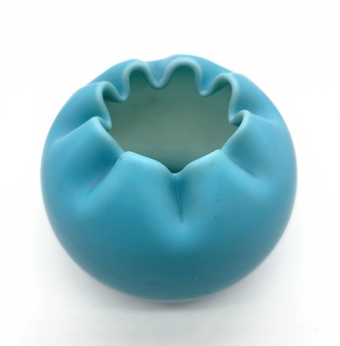 Jarrón rosa de vidrio satinado azul - Imagen 2 de 4