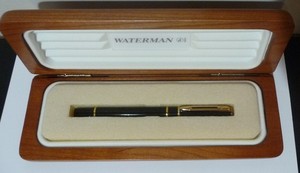 MINT Waterman Laureat Rollerball Gold Trim Ballpoint Pen in Wooden Box NOS 1990