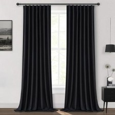 Room Darkening Curtains 108 Inches Long 2 50"W x 108"L Pack of 2 Black