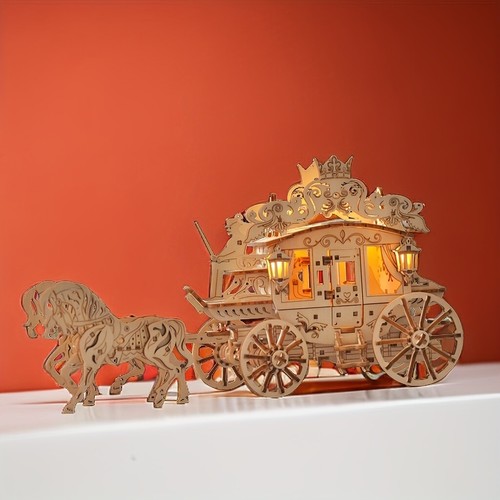 3D DlY Handmade Carriage Travel Wooden Assembled Model Assembled Puzzle Toy - Picture 8 of 10