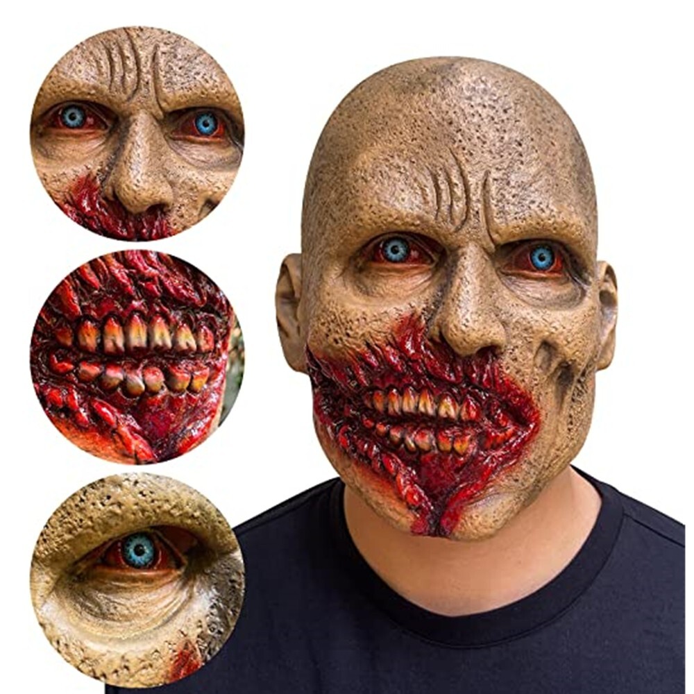 Halloween Máscara Zombie Ojos Azul Disfraz Monstruo Cosplay Horror Miedo