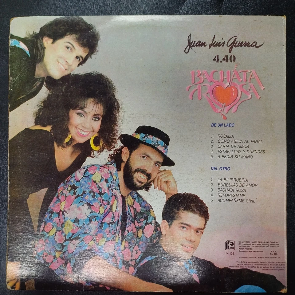 Juan Luis Guerra 4.40 – Bachata Rosa - Merengue, Bachata, Salsa, 🇻🇪 1990 (EX) - Image 2 of 4