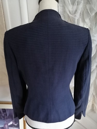 New Talbots Silk Blazer Suit Jacket Women P4 Navy Pintuck Lined $198 Career - Picture 3 of 4