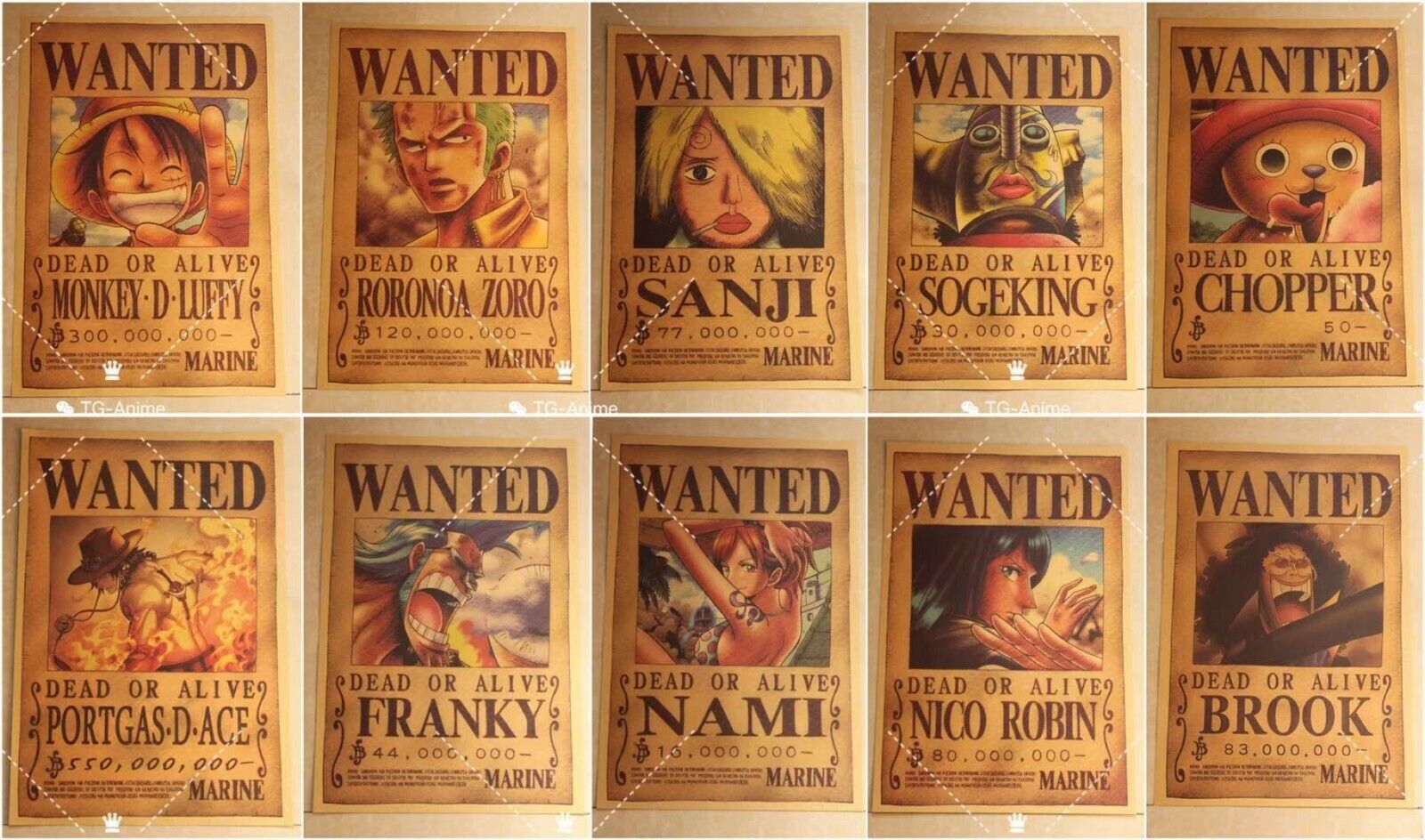 Generic Pack 12 Posters Wanted One Piece Anime Autocollant High