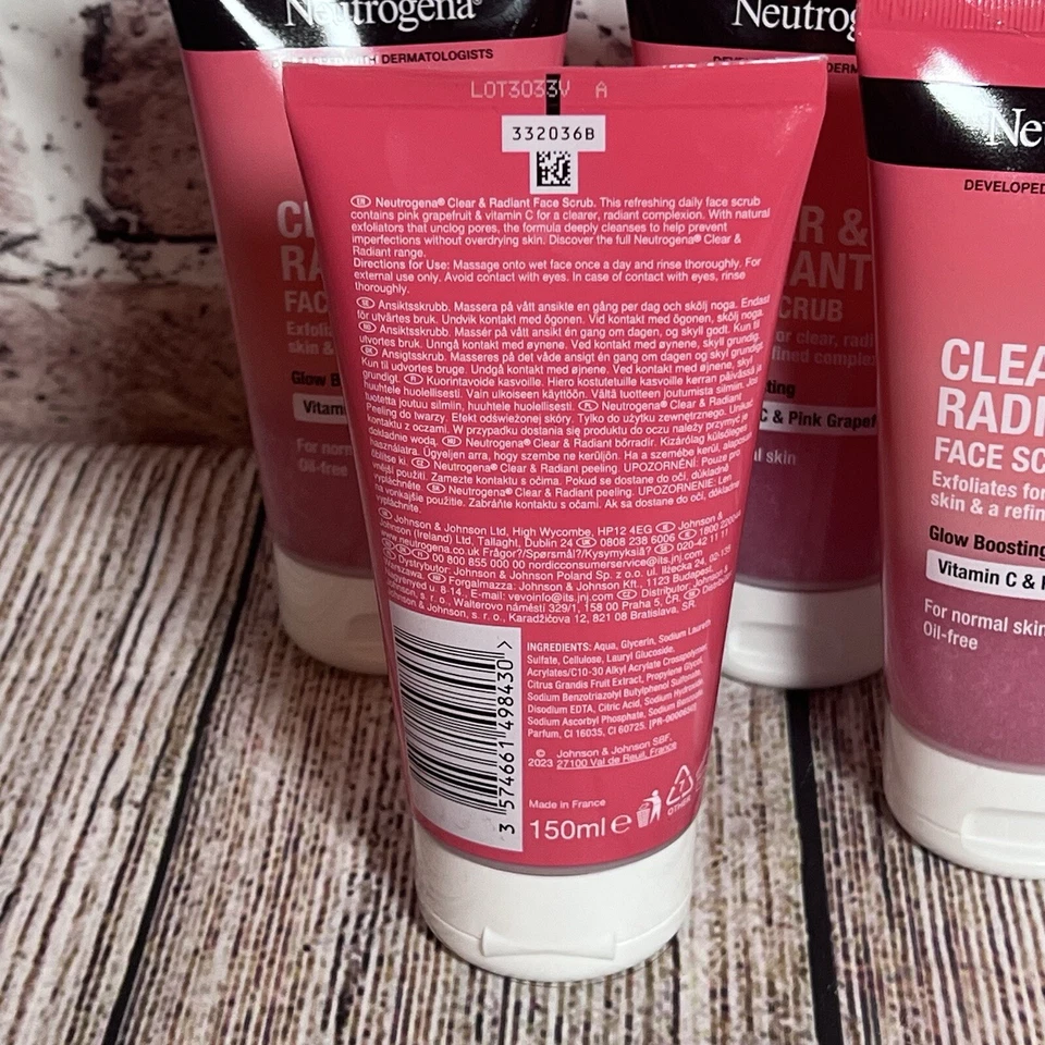 Lot Of 5 Neutrogena Clear & Radiant Daily Exfoliating Face Scrub Vit C 150ml New - Image 3 of 4