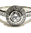 14k white gold 1.12 round diamond halo bezel set engagement ring 4.2g vintage 8 — photo 2