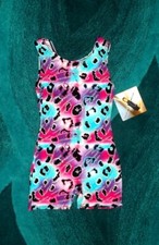 Girls MORET PINK AQUA PURPLE Silver GLITTER BIKETARD LEOTARD  S  L XL  NWT