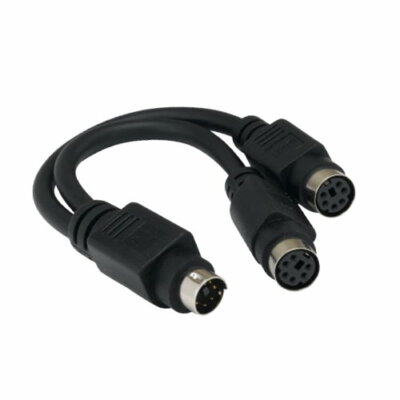 KNTK 6'' Mini DIN6 Male to 2x MDIN6 Female Cable PS/2 Keyboard Mouse KVM Splitter