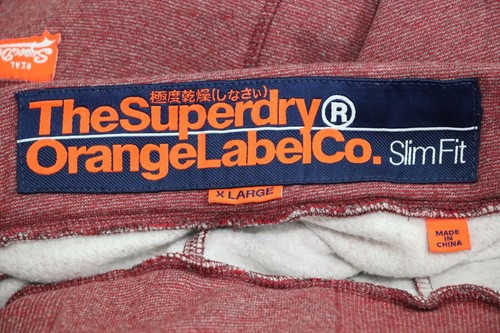 Superdry Orange Label Co. Men's Trackpants Size XL Red Fleece Lined Slim Fit VGC - Picture 15 of 16