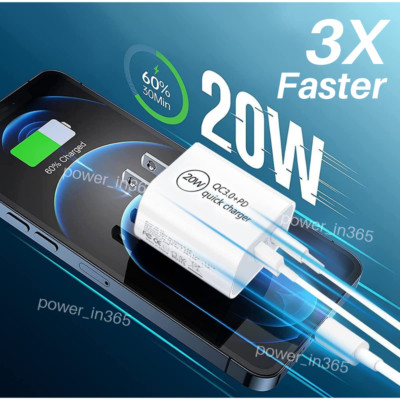 20W PD QC 3.0 Fast Wall Charger USB C Power Adapter For iPhone 13 12 11 XR iPad
