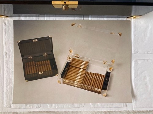 New ZINO humidor Cigar Case Black Gold acrylic without box - Picture 15 of 15