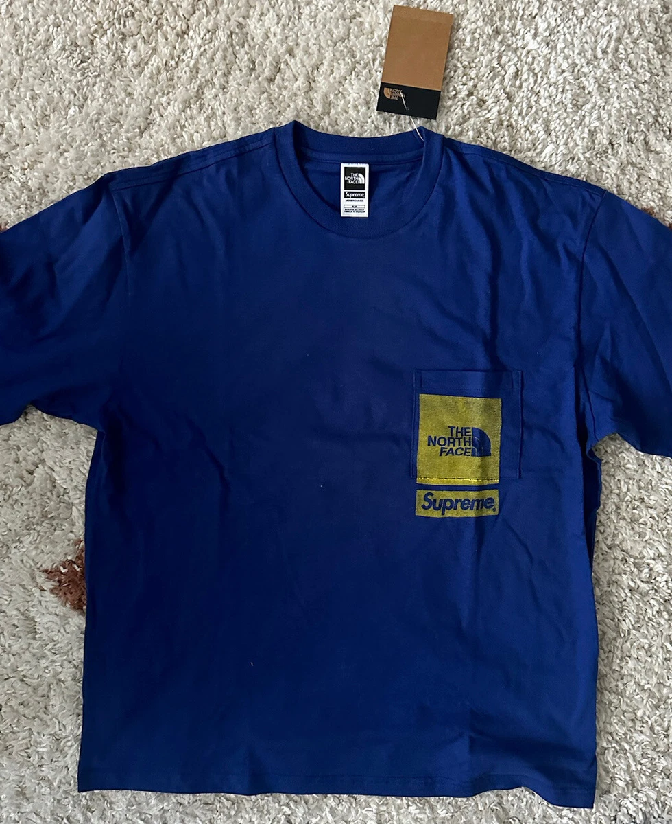 Supreme x The North Face Printed S/S Pocket T-Shirt NAVY sz M - SS23