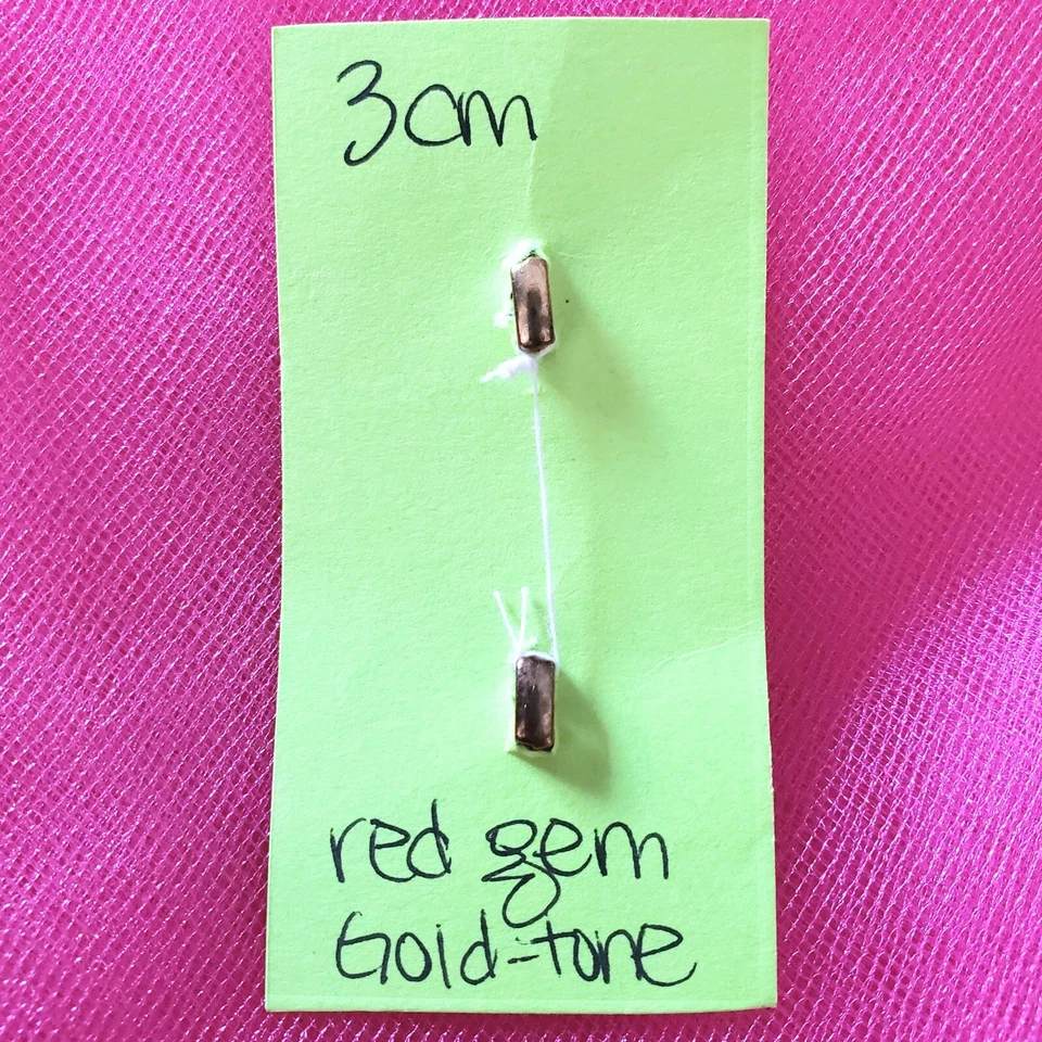 Vintage Red Rhinestone Buttons 3cm Gold-Toned Surround Faceted Sewing Closures - Image 2 of 4