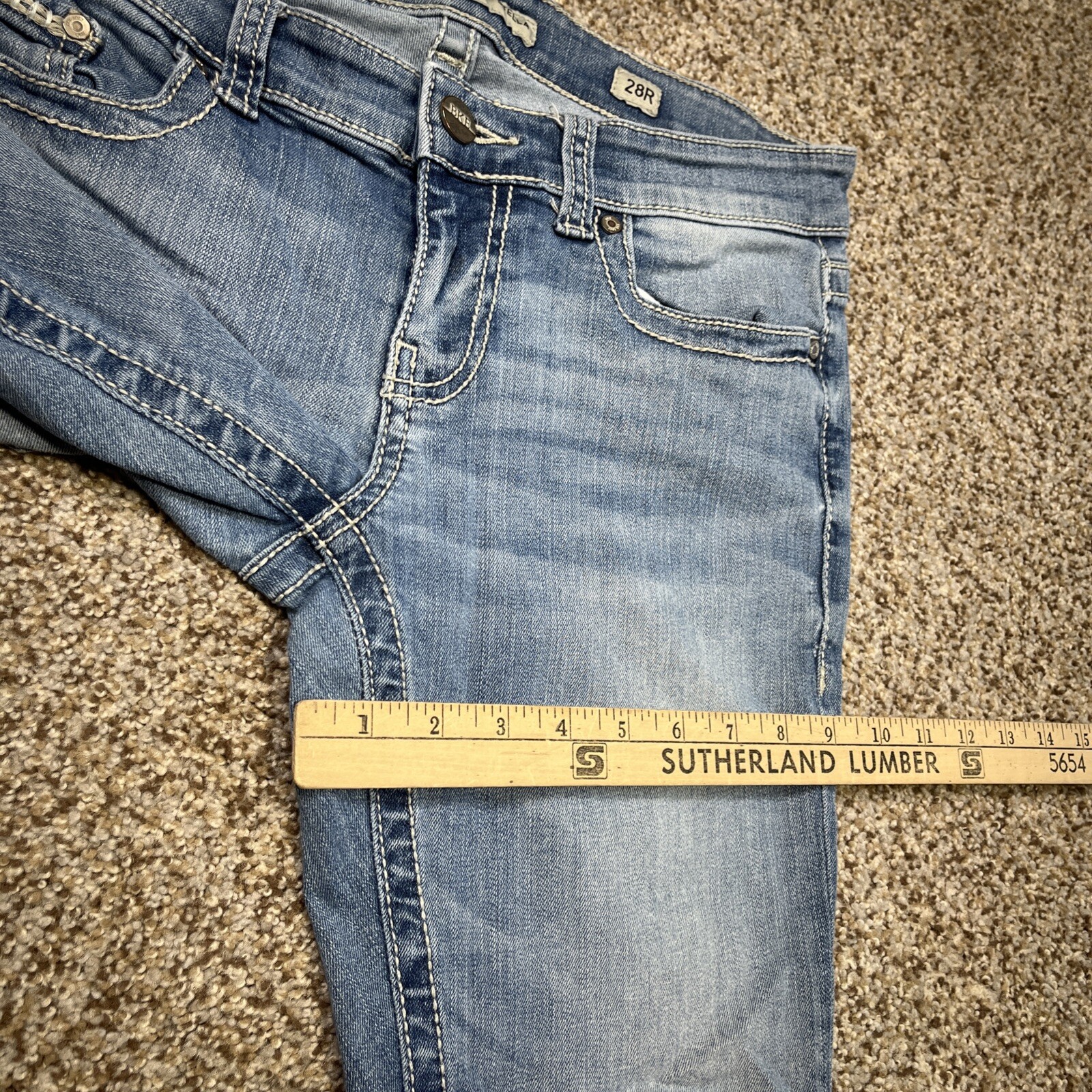 BKE Stella Low Rise Womens Stretch Blue Tapered Leg Jeans Size 28R (32 X 30) - View 11