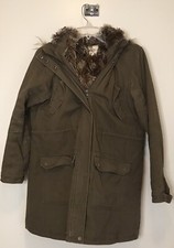 Love Parkas Womens Size 16 Olive Green Hooded Faux Fur Quilted Lining