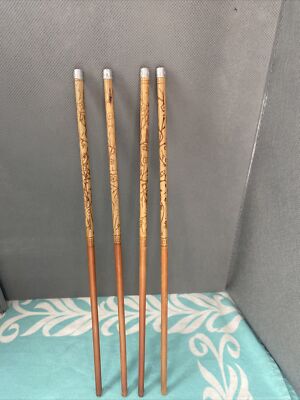 4 Vintage Seki Hamono KK Bamboo Flatware Stainless Chopsticks  