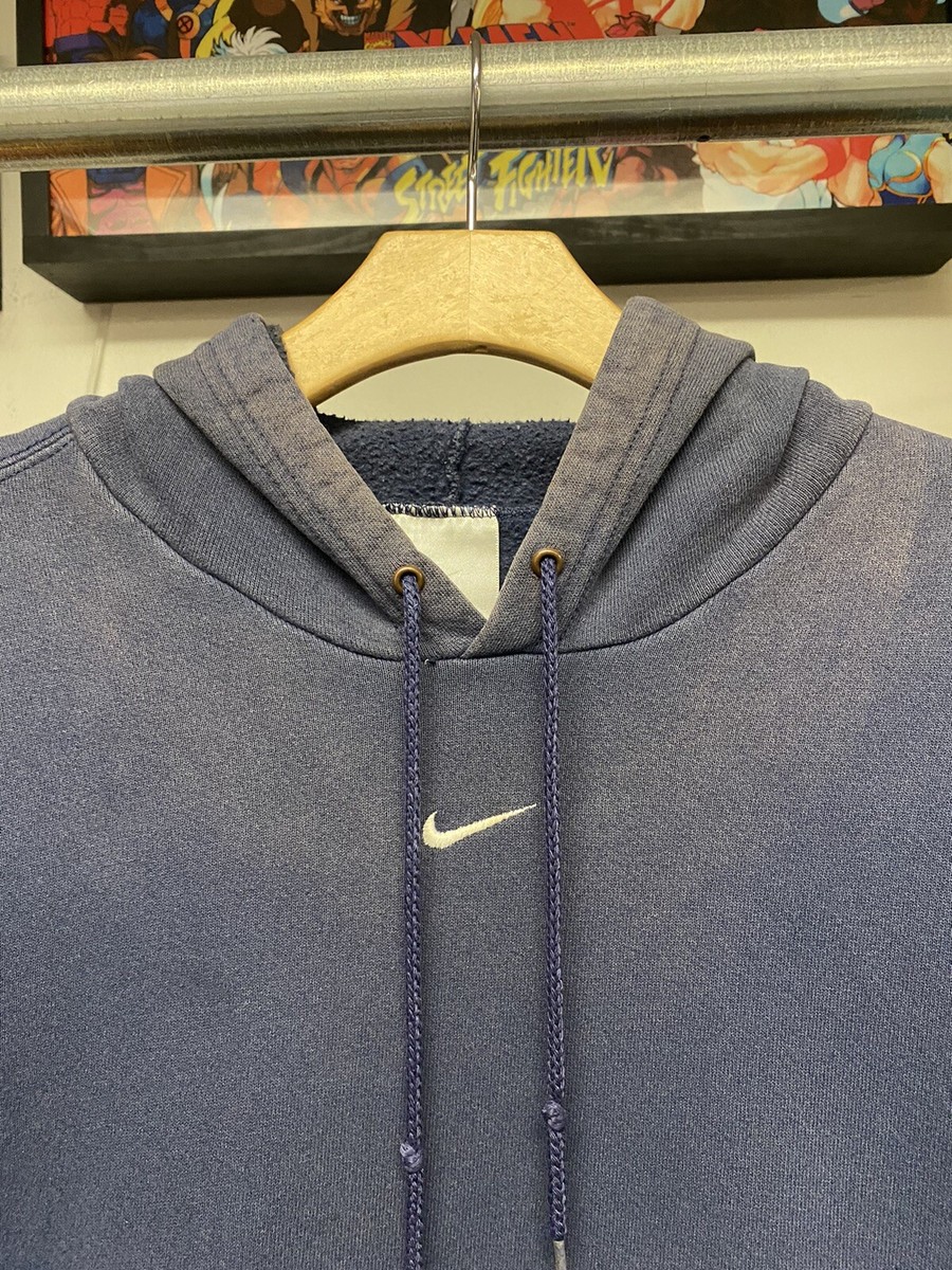 Vintage Nike Hoodie Center Swoosh Navy Blue Rare Y2K Pullover 90s