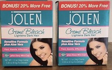 Lot Of 2 - Jolen Creme Bleach SENSITIVE Formula Lightens Dark Hair 1.2 oz
