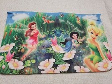 Disney Faries Tinkerbell Pillow Cases 13" x 8" Blue Green TINK Two Sided