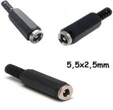 5 Pz. CONNETTORE spinotto femmina 5,5x2,5mm jack alimentazione presa DC saldare