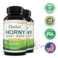 Horny Goat Weed Capsules -1000mg/serving - Natural Stamina Booster -10mg Icariin